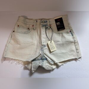 Levi's 501 Button Fly Womens Size 26 Cut Off Jean Shorts Snow Light Wash New